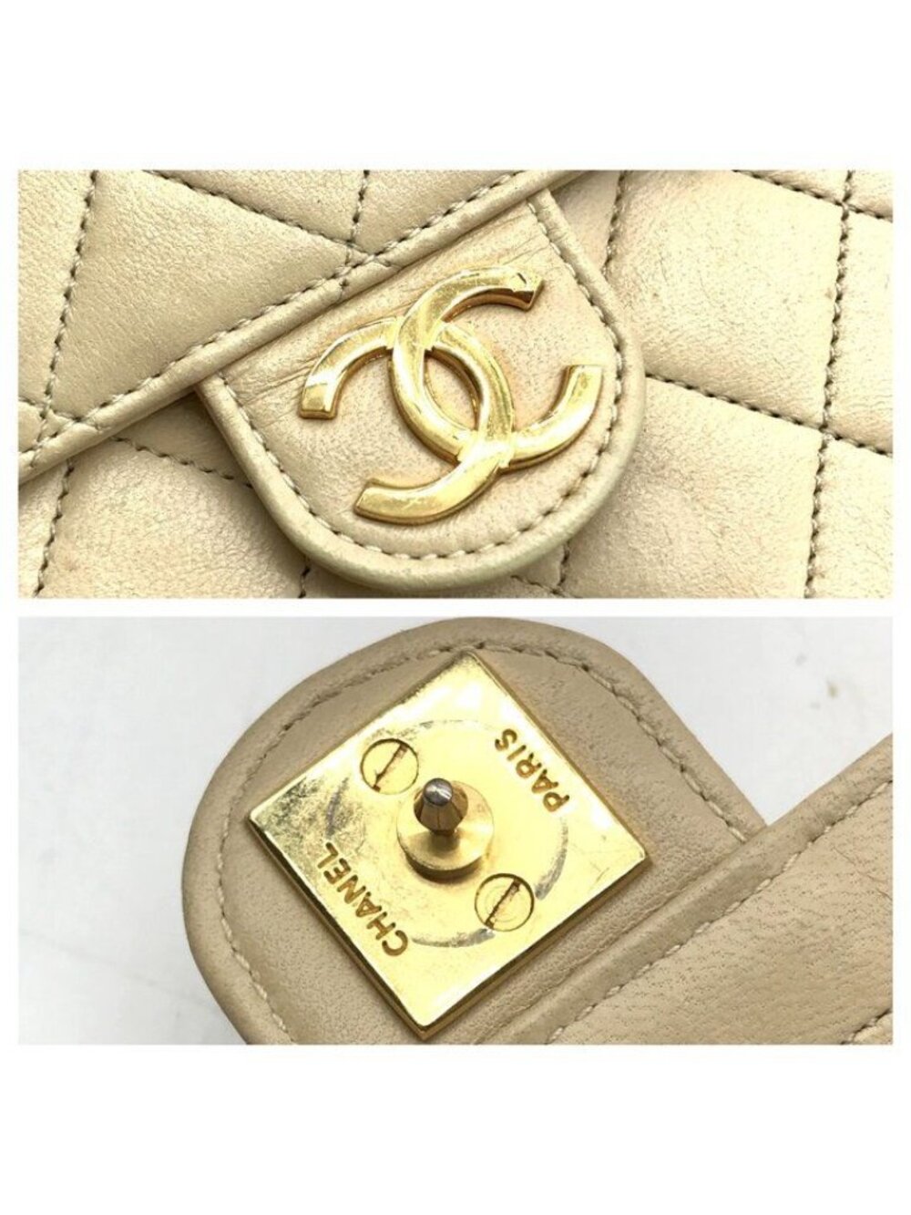 Chanel Quilted Shoulder Bag Chain Gold Beige - Picture 10 of 10